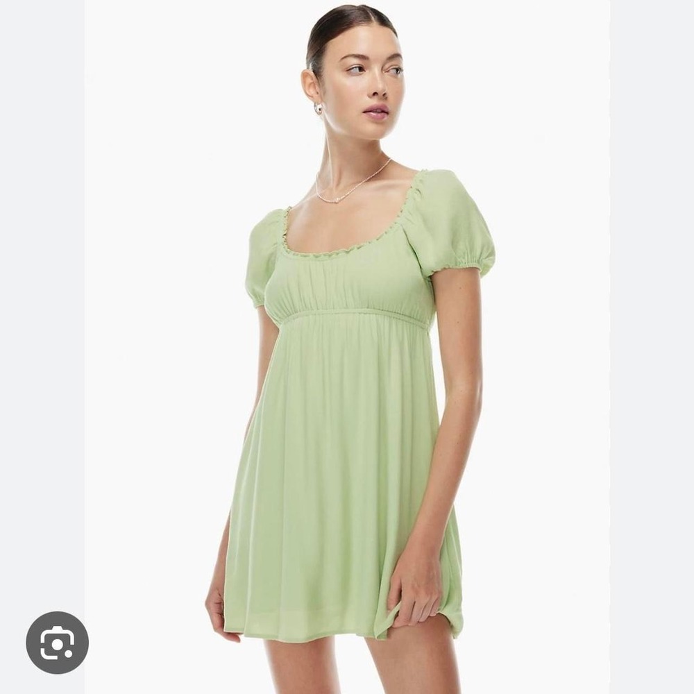 Sunday Best Aritzia Sage Green Babydoll Mini Dress Ruffle Scoop Neck Medium‎